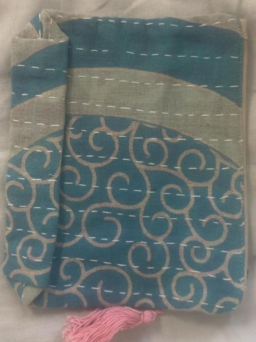 Kantha style pouch bag